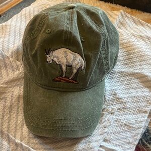 Olive Cap with Mountain Goat Embroidery